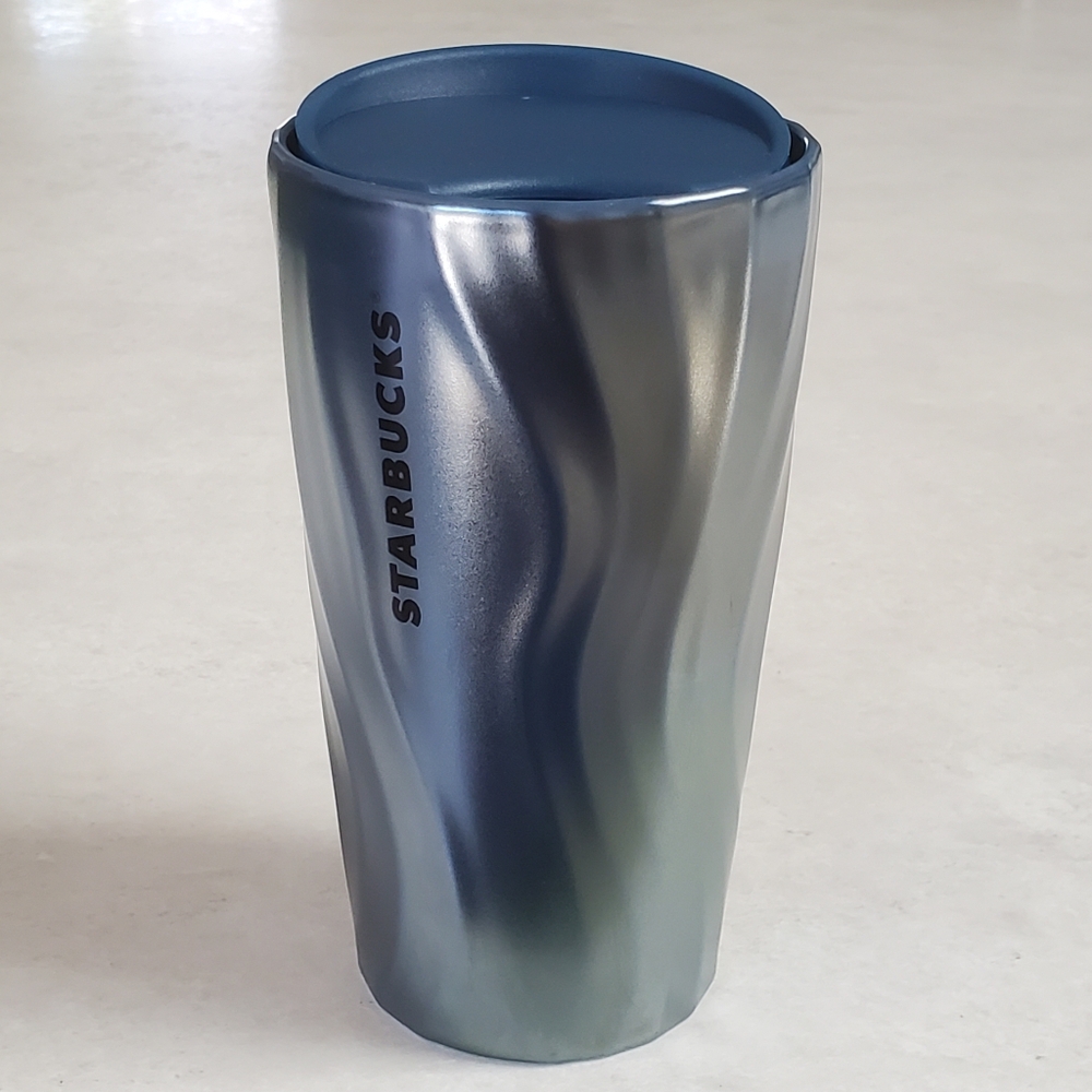 Starbucks Waves Double Wall Ceramic Traveler Coffee Tumbler Cup 12 oz with Lid